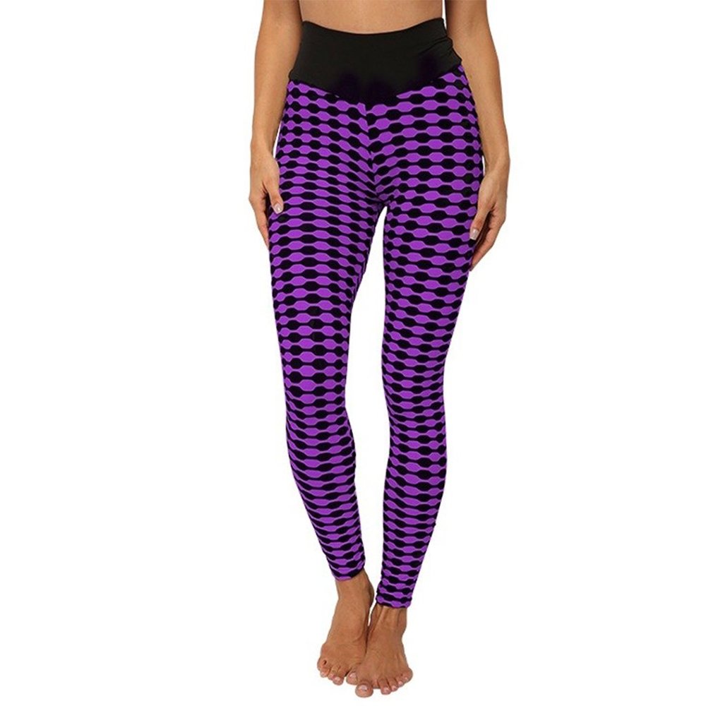 Booty Lift Waves - Purple - Printed Brazilian Style Women's Leggings Small